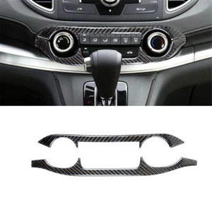 2Pcs For Honda CR-V Carbon Fiber Interior Manual Climate Control Cover Trim - Picture 1 of 12