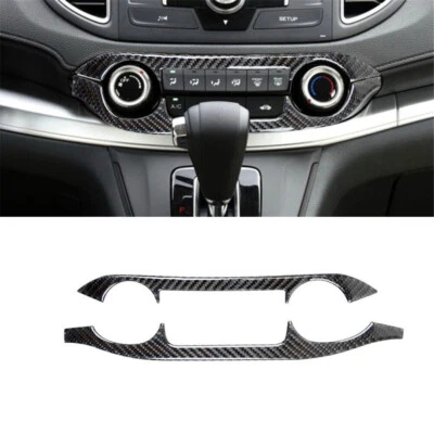 2Pcs For Honda CR-V Carbon Fiber Interior Manual Climate Control Cover Trim - Image 1 of 4