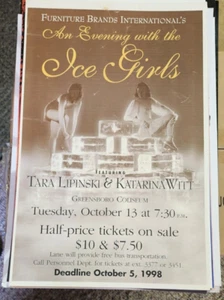 VINTAGE 1998 Original Event Poster Ice Girls Tara Lipinski & Katarina Witt - Picture 1 of 3