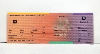 1984 Olympic Basketball LAOOC Full Ticket Michael Jordan 1st Gold Medal - Image 1 of 4