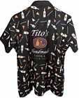 Tito’s Vodka Print All Over Button Up Short Sleeve Shirt Womens M Poly Stretch