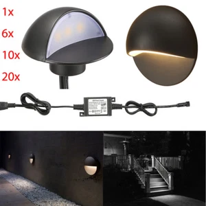 50mm 12V LED Black Half Moon Deck Stair Lights Garden Step Fence Lamp Waterproof - Picture 1 of 13