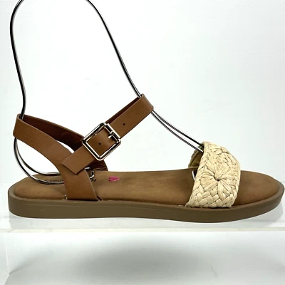Steve Madden Girl's Size 3 J THEA Raffia Sandals Brown "Suede" Cushioned - Image 1 of 4