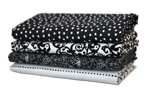 Black and White 4 Fat Quarters Bundle, 1 Yard Total, 100% cotton - Picture 1 of 5