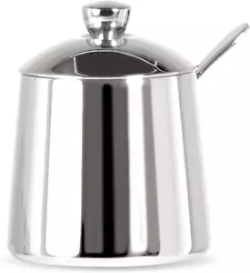 USA 18/10 Stainless Steel Sugar Bowl with Lid & Spoon Set - Silver Metal Sugar H - Picture 1 of 7