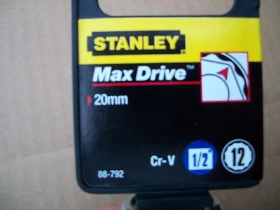 NUEVO STANLEY 1/2 in Drive 20 mm MAX DRIVE 12 POINT SOCKET Foto 1 de 4
