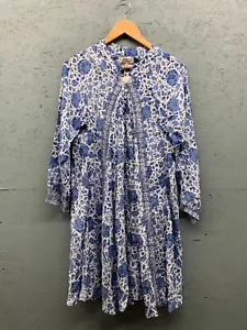 Natalie Martin Dress Women’s XS Blue White Floral Silk Long Sleeve Boho - Picture 1 of 10