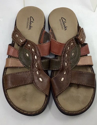 Clarks Bendables~Sandali comodi da donna in pelle multicolore~taglia 7 slide