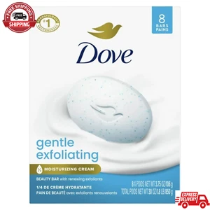 Dove Beauty Bar Soap for Women Gentle Exfoliating All Skin, 3.75 oz 8 Bars - Picture 1 of 6