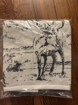 Pottery barn holiday towel hand kitchen bath Rustic forest deer party gift - - Image 1 of 4