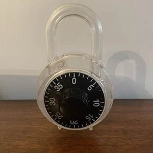 1984 Oversized Plastic Combination Lock Piggy Bank 9” - Picture 1 of 4