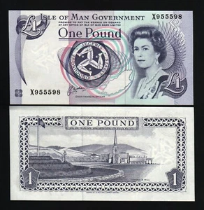 ISLE OF MAN £1 POUND P-40 B 1983 QUEEN Elizabeth QEII UNC Rare X Prefix Currency - Picture 1 of 3