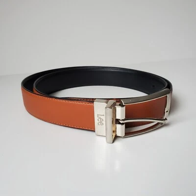 Cinto Lee Marrom Masculino Tamanho 40 Couro Ligado Feito pelo Homem Fivela de Prata Casual Ou Vestido - Imagem 1 de 4