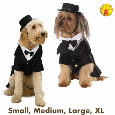 DAPPER DOG PET GROOM WEDDING SUIT TUXEDO FANCY DRESS COSTUME ANIMAL FORMALS - Image 1 of 4