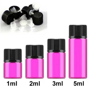1ml - 5ml Multi-color Small Vials Glass Bottle for Essential Oil w/ Hole Stopper - Picture 1 of 17