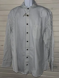 NWOT Celtic Ranchwear Sz XL Grandad Shirt Blue White Stripe 100% Cotton Pocket - Picture 1 of 13