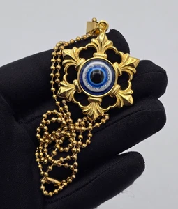 COOLSTEELANDBEYOND ANHÄNGER BÖSER BLICK EDELSTAHL KETTE GOLD DAMEN HERREN 60CM - Bild 1 von 10