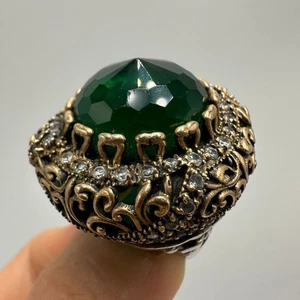 Vintage 925 Silber Ring Größe 7,5 grüner Stein osmanisch 26,41 g - Bild 1 von 8