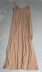Vintage Y2K Victoria Secret Maxi Dress Womens Large Brown Tan Slip Beach V Neck - Picture 1 of 5