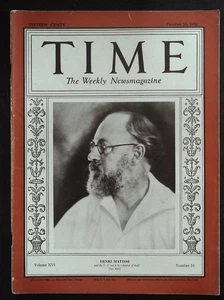Time Magazine October 20, 1930 Henri Matisse, Complete Magazine - Picture 1 of 1