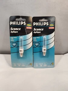 Pack Of 2 Genuine Philips 150w Sconce Lightbulb, Mini Candelabra Base Aplique T4 - Picture 1 of 7