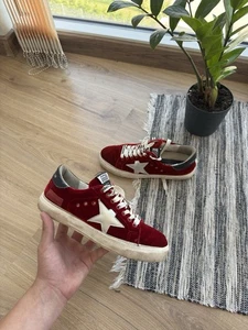 Golden Goose Super Star Vintage Velour Red Rare Sneakers Shoes Size 38 Us 8 Wmns - Picture 1 of 18