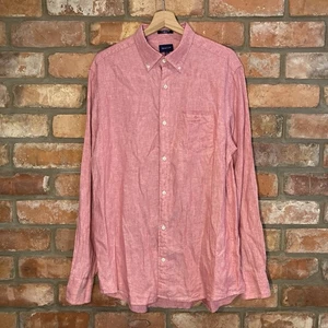 GANT Pure Linen Long Sleeve Shirt Pink Size Large - Picture 1 of 9