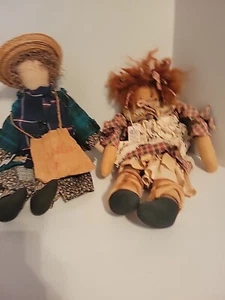Vintage Cloth Rag Dolls Handmade Folk , Country,  Apples - Picture 1 of 10