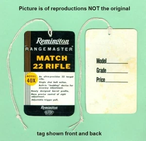 Remington Model 40-X Factory Hang Tag Reproduction - Picture 1 of 1