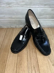 Charter Master Mens Regent Size 10.5 Black Leather Slip On Tasseled Loafer - Picture 1 of 11