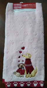 Kohls Celebrate Valentine's Day Together Dogs Hand Towel 2 Pack-NEW - Picture 1 of 2