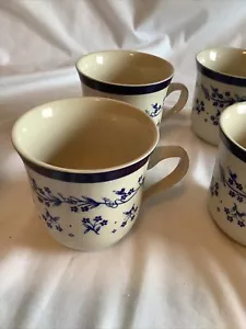 6 Piece Provence 260 Bouquet Blue Cups Coffee Mugs Blue Floral Flowers - Picture 1 of 12