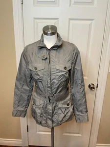 Zara Gray Zip-Up Belted Windbreaker Jacket, Size Small - Picture 1 of 9