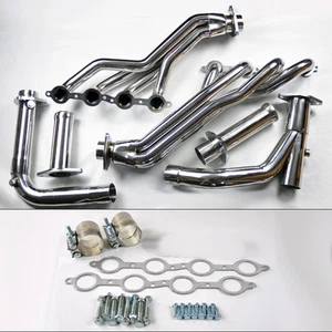 Fit Chevy GMC 07-14 4.8L 5.3L 6.0L Long Tube Stainless Steel Headers w/ Y Pipe - Picture 1 of 5