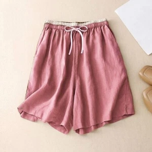 Hot Womens Elastic Waist Summer Shorts Ladies Wide-Leg Casual Short Pants Beach - Picture 1 of 20