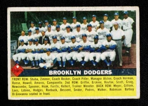 1956 TOPPS #166 BROOKLYN DODGERS TEAM CARD CENTERED CREASED STAINED SCRATCHED - Picture 1 of 2