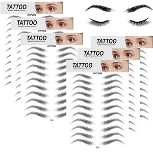 4 D Augenbrauen haarähnliche Tattoo Aufkleber - 2 Blätter = 22 Paar -8 Typen - Bild 1 von 19