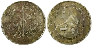Bolivien Kupfer-Nickel 1909 10 Centavos KM# 174,3 (25 011) - Bild 1 von 3