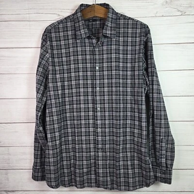 John Varvatos USA Men's Gray Black Plaid Long Sleeve Luxe Button Up Shirt XL - Image 1 of 4
