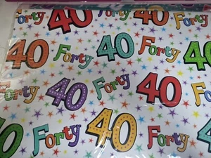 PAPEL DE ENVOLVER CUMPLEAÑOS 40º Cumpleaños 2 Hojas Impresión en Lámina Papel Femenino - Imagen 1 de 1