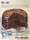 Pillsbury Chocolate Fudge Cake Mix Vintage 1950 Ad Magazine Print