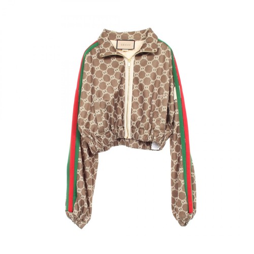 GUCCI Giacca Bomber Interbloccante Linea G Sherry 671495 Poliestere Cotone Marrone M