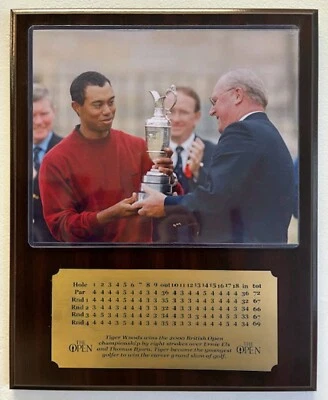 Cartão de pontuação Tiger Woods British Open Champion 8x10 com gravado 4 rodadas - Imagem 1 de 4