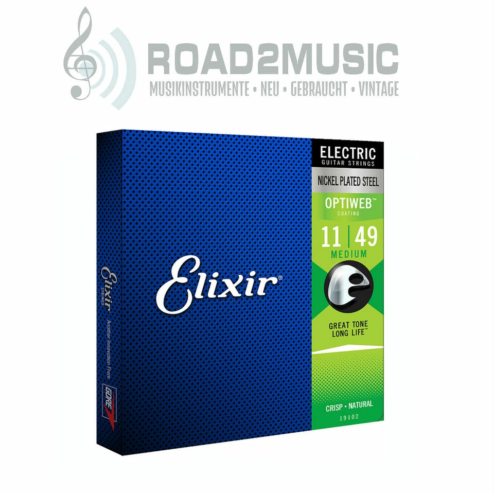 Elixir Optiweb chitarra elettrica media 11-49 corde set guitar strings 19102 - Immagine 1 di 1