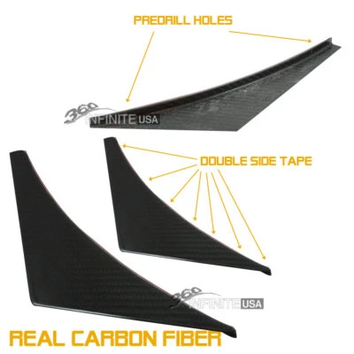 Bumper Lip Diffuser Splitter Fins Body Spoiler - 4 PCS Real Carbon Fiber - Image 1 of 3