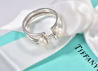 Tiffany & Co Silver HardWear Double Pearl Bypass Ring Size 8 in Box Pouch Lovely