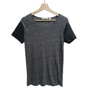 Country Road womens Grey Linen Top Size XS 8 casual Faux leather sleeve - Picture 1 of 12