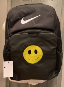 Nike Brasilia Backpack, Black, Padded, Water Resistant, Smiley Face - Picture 1 of 5
