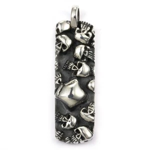 925 sterling silver handmade heavy bike Punk rectangle skull tag couple pendant - Imagen 1 de 10