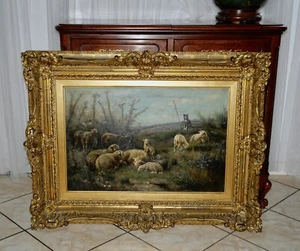 19thC Flemish School Oil Painting Henri De Beul (Belgian 1845-1900) Sheep Rest - Picture 1 of 24